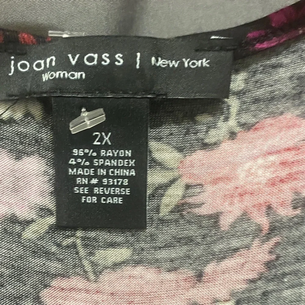 Joan Vass Gray and Pink Floral Top